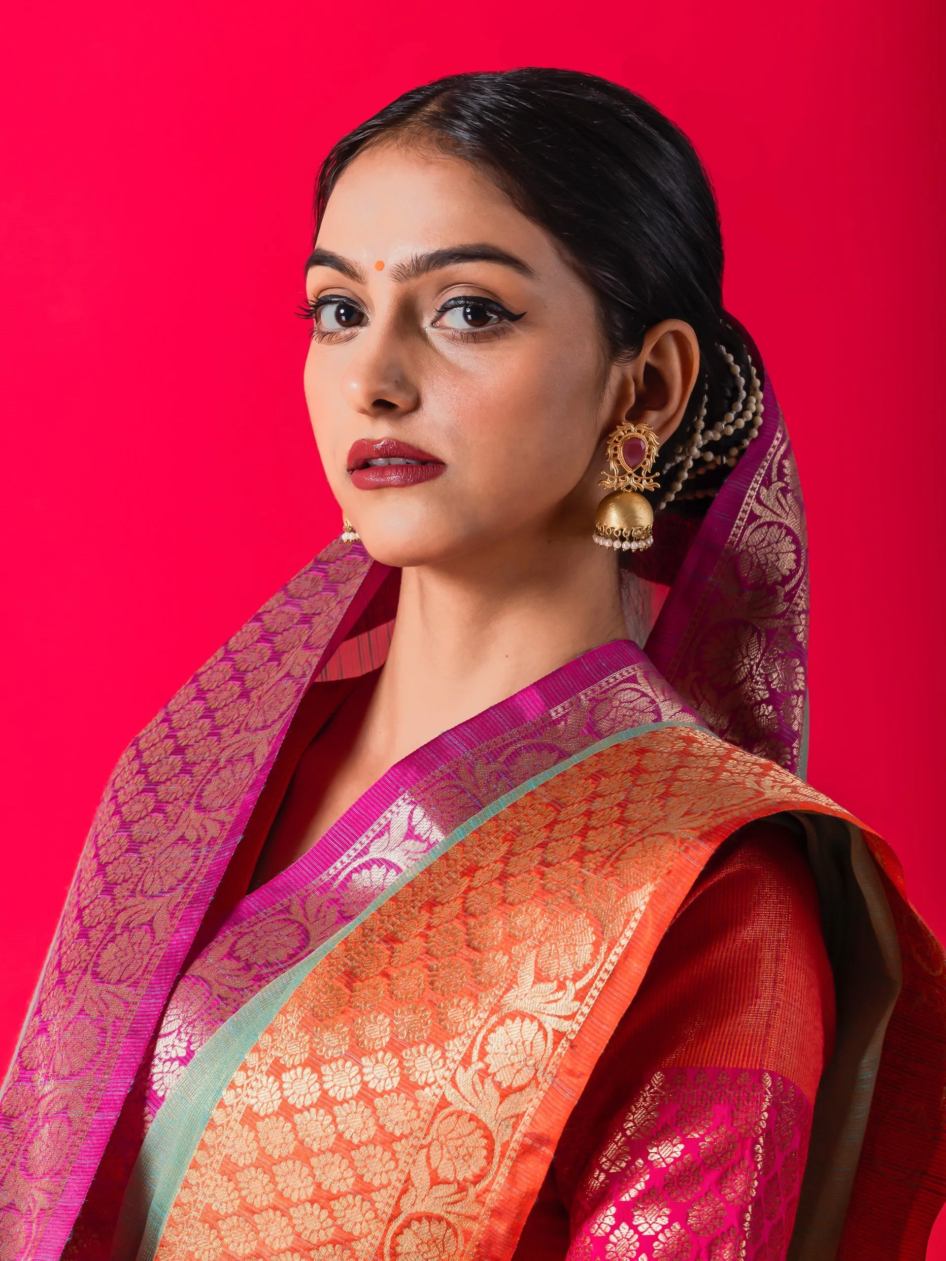 Blue Ganga Yamuna Muga Tissue Saree with Blouse Fabric