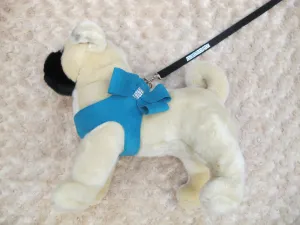 Blue Microsuede Step-In Harness Bow