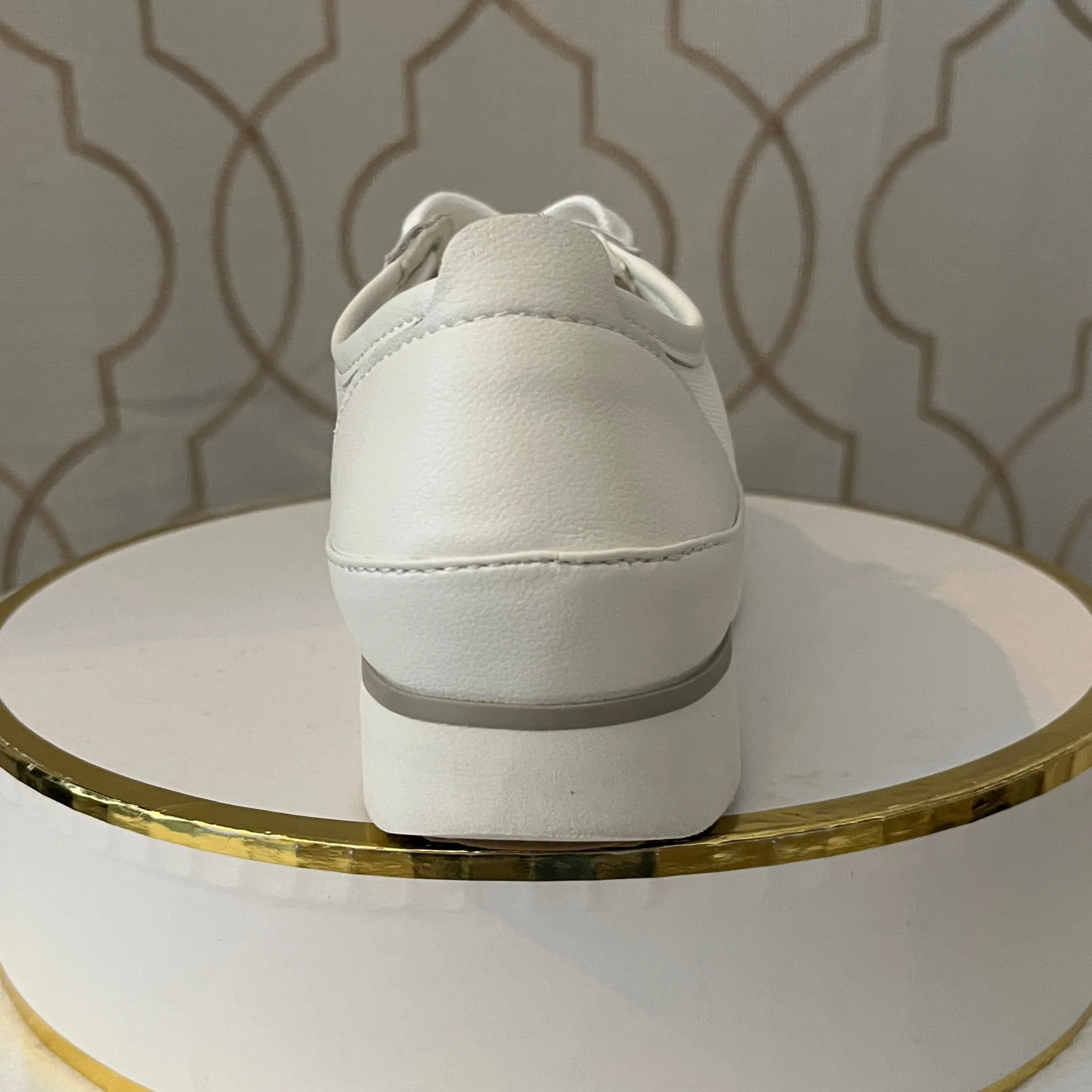 BUSSOLA KAETHE WHITE SUEDE AND MESH LACE UP SNEAKER