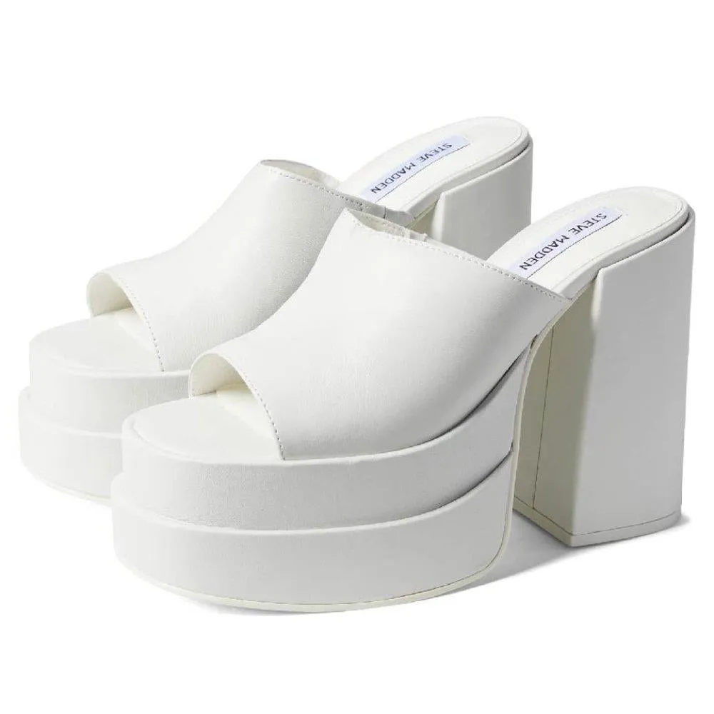 Cagey White Chunky Heels