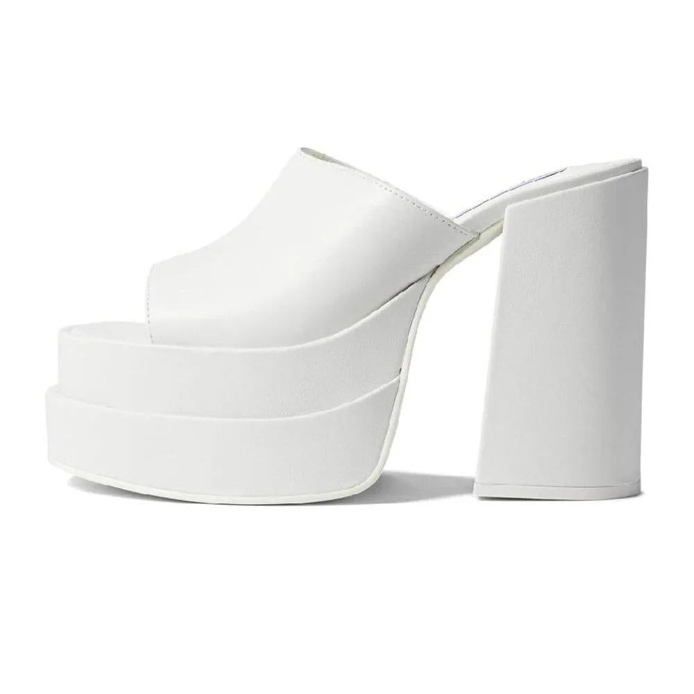 Cagey White Chunky Heels