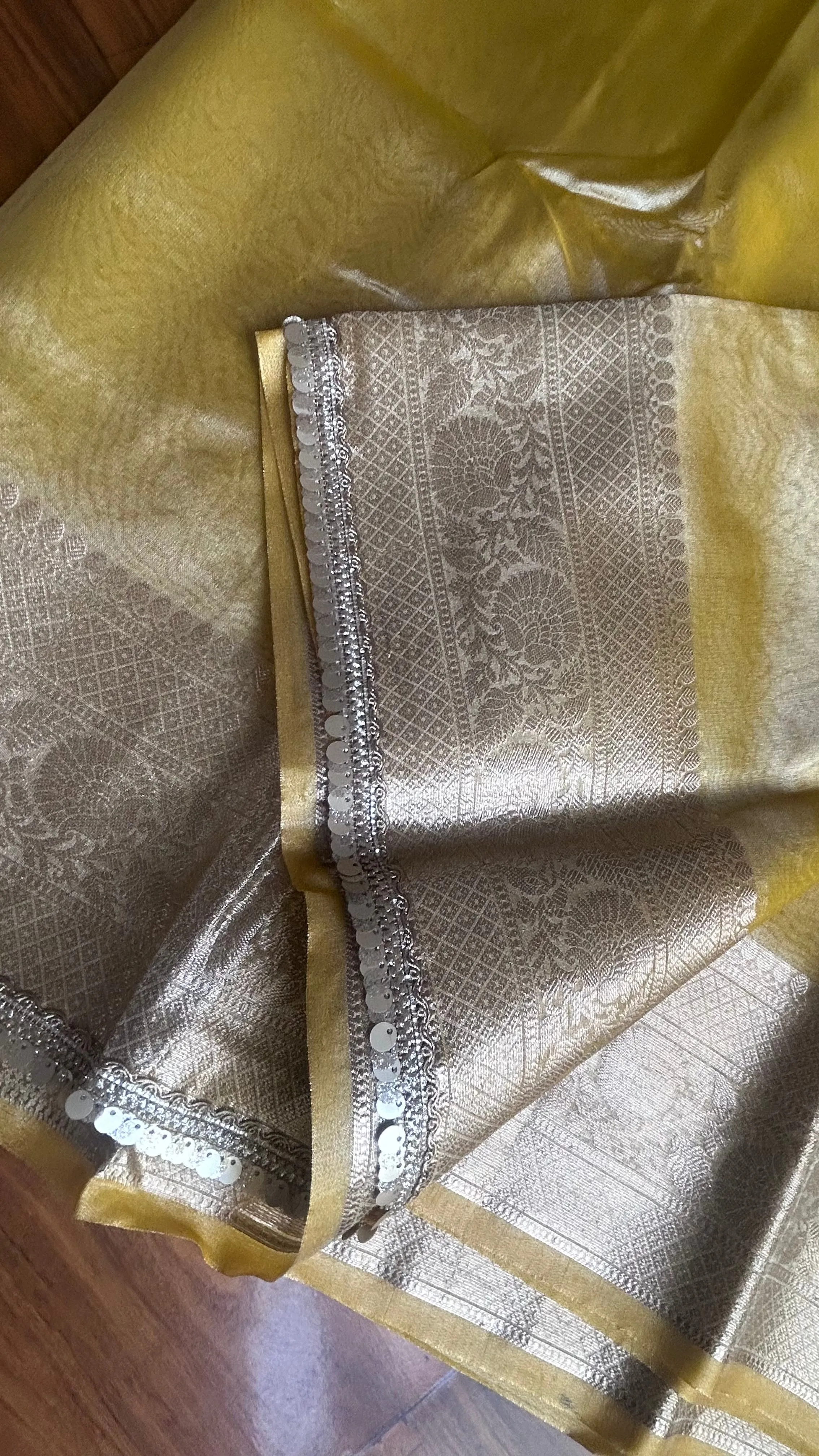 Celebrity Inspired  Yellow Tissue Saree