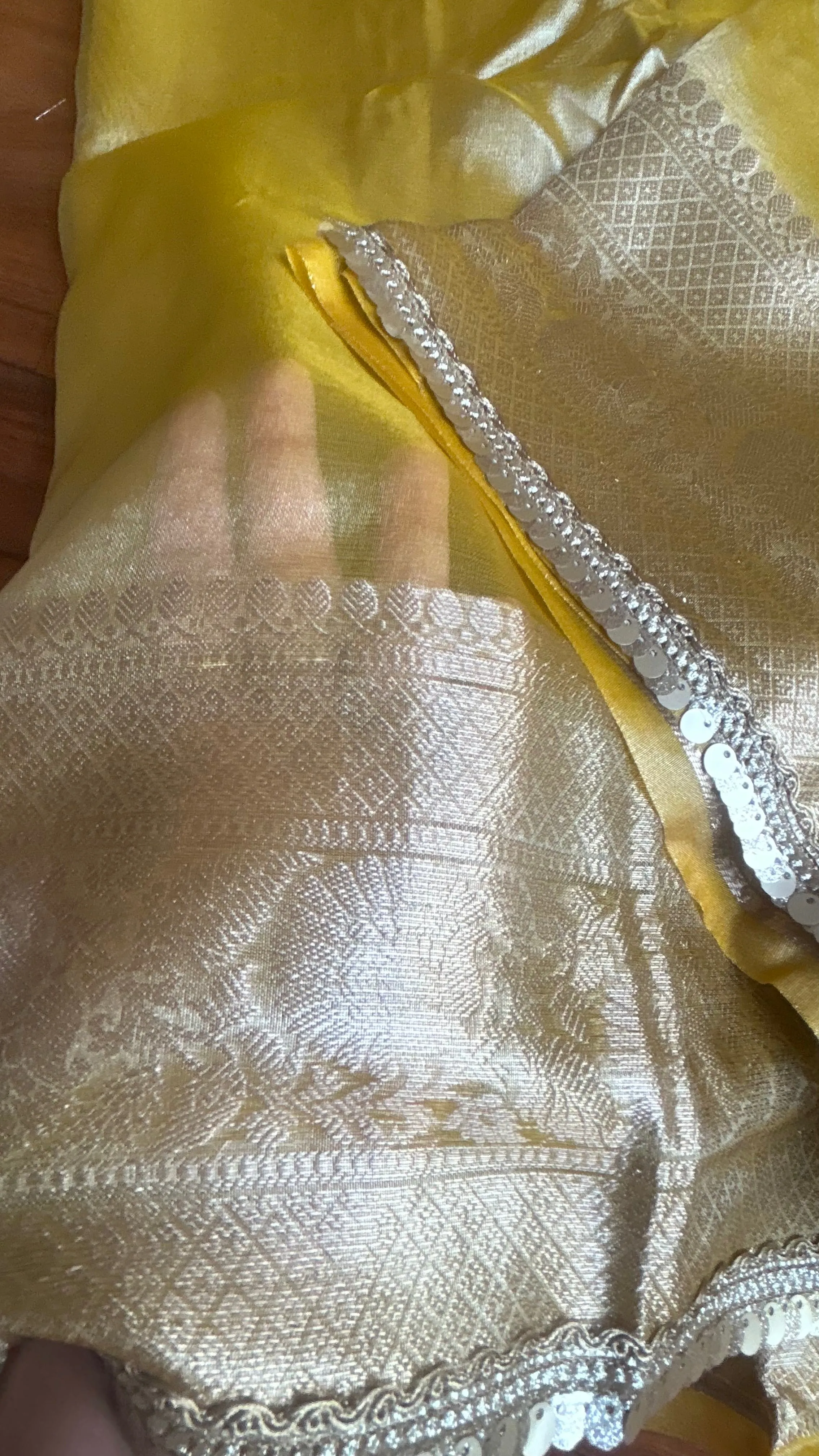 Celebrity Inspired  Yellow Tissue Saree