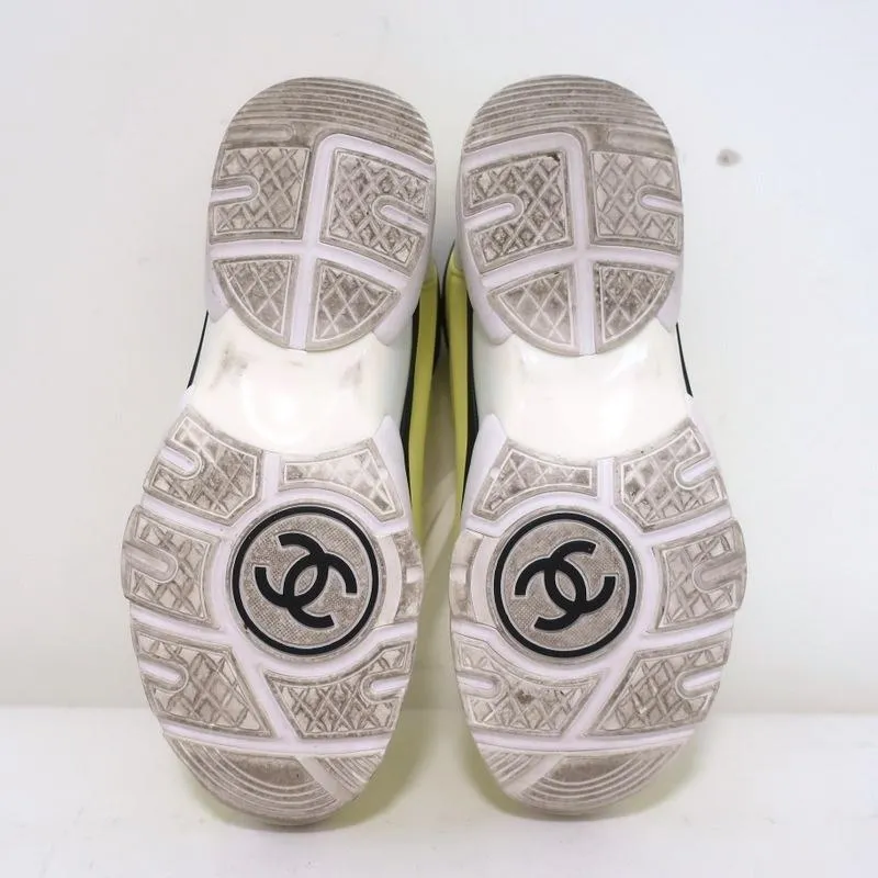 Chanel CC Lycra Sneakers Neon Yellow Size 37