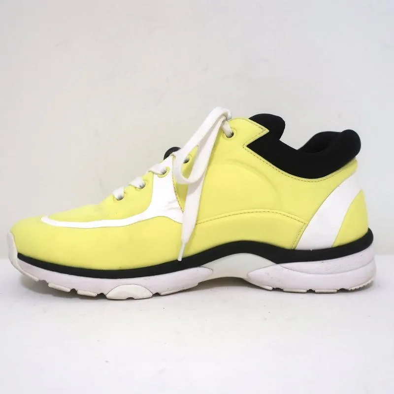 Chanel CC Lycra Sneakers Neon Yellow Size 37