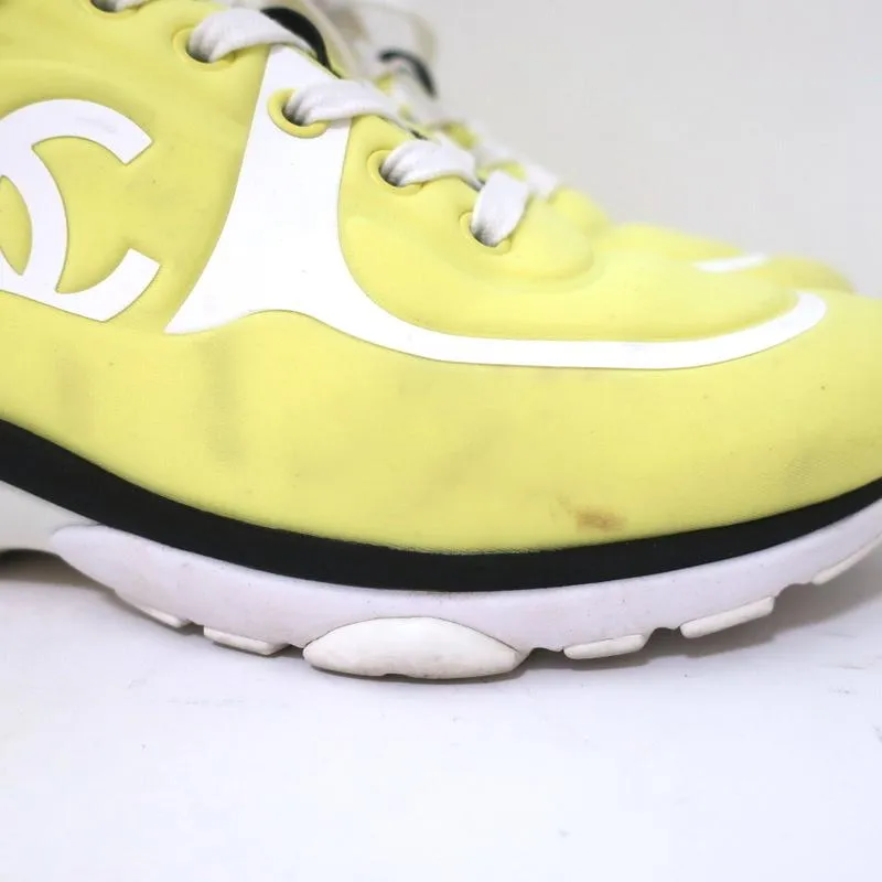 Chanel CC Lycra Sneakers Neon Yellow Size 37