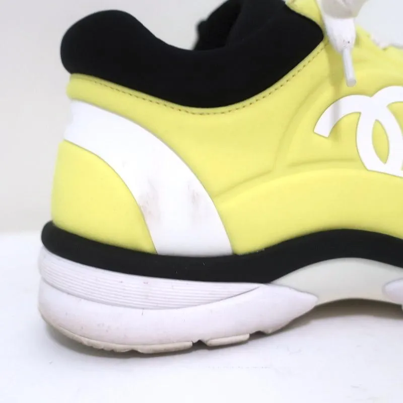 Chanel CC Lycra Sneakers Neon Yellow Size 37