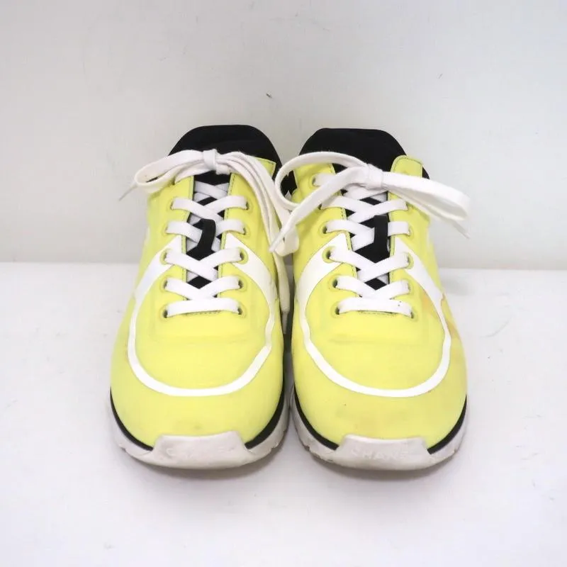 Chanel CC Lycra Sneakers Neon Yellow Size 37