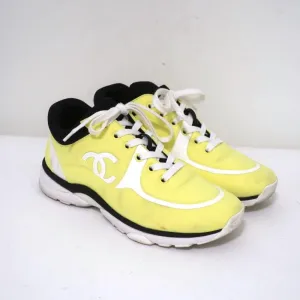 Chanel CC Lycra Sneakers Neon Yellow Size 37