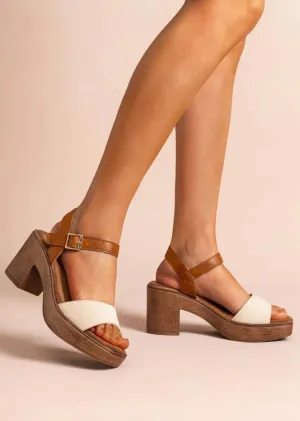 Chic beige block heel sandals