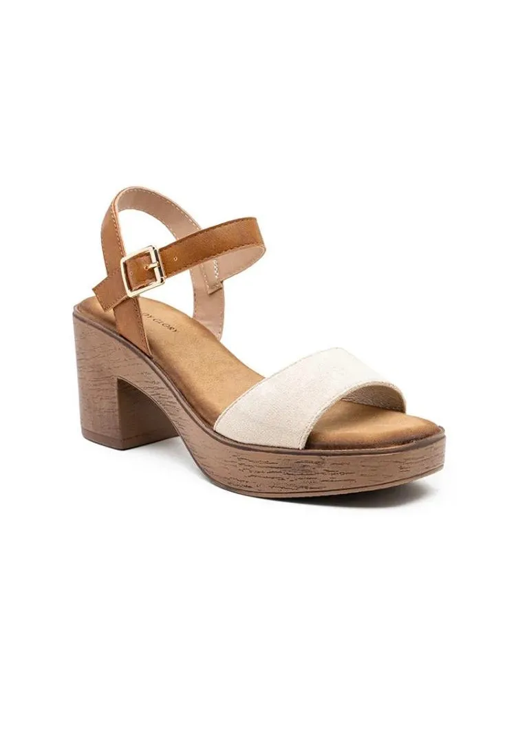 Chic beige block heel sandals