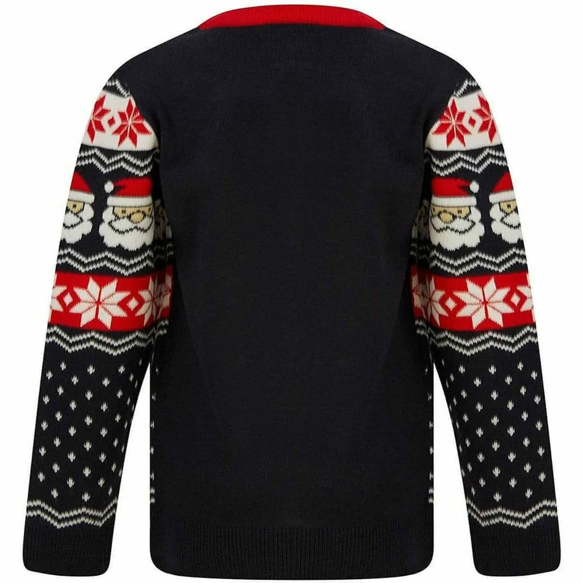Christmas Santa Head Fairisle Junior Christmas Jumper - Navy