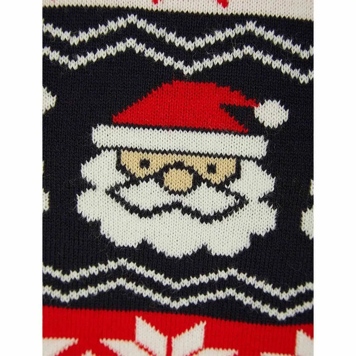 Christmas Santa Head Fairisle Junior Christmas Jumper - Navy