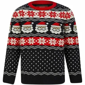 Christmas Santa Head Fairisle Junior Christmas Jumper - Navy