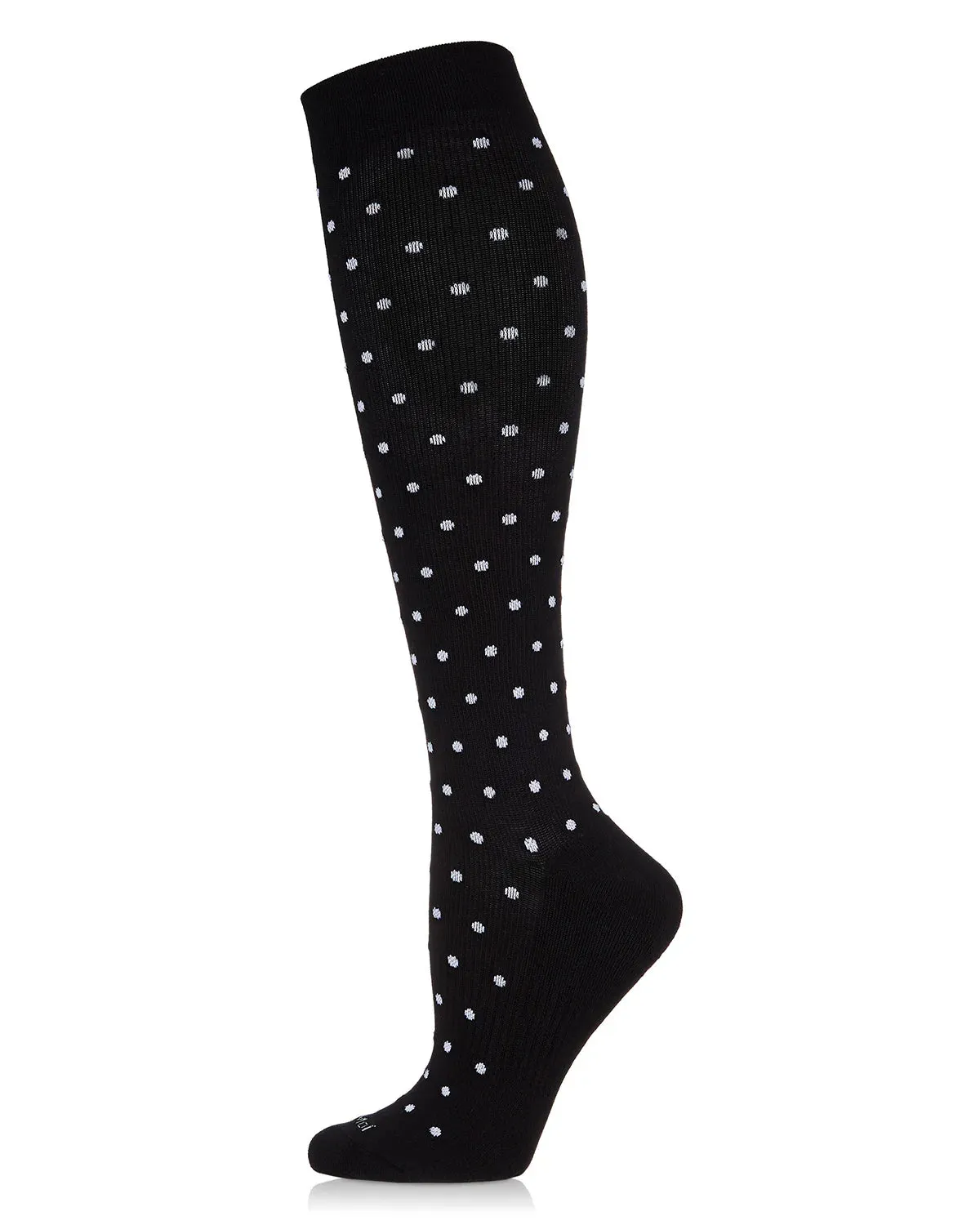 Compression Knee High Polka Dot Black Socks