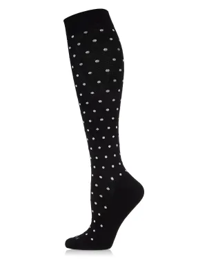 Compression Knee High Polka Dot Black Socks