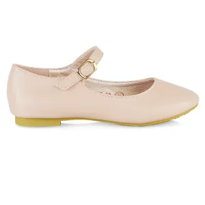 Connie Kids Strappy Buckle Detail Flat Ballerina Bridal Pump Wedding Shoes In Pink