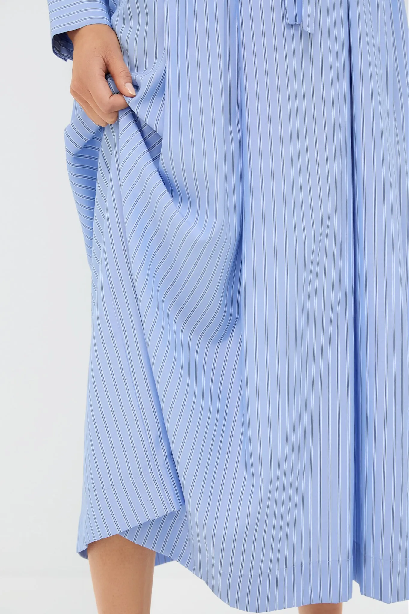 Cornflower Blue Stripe Tie Front Anna Dress
