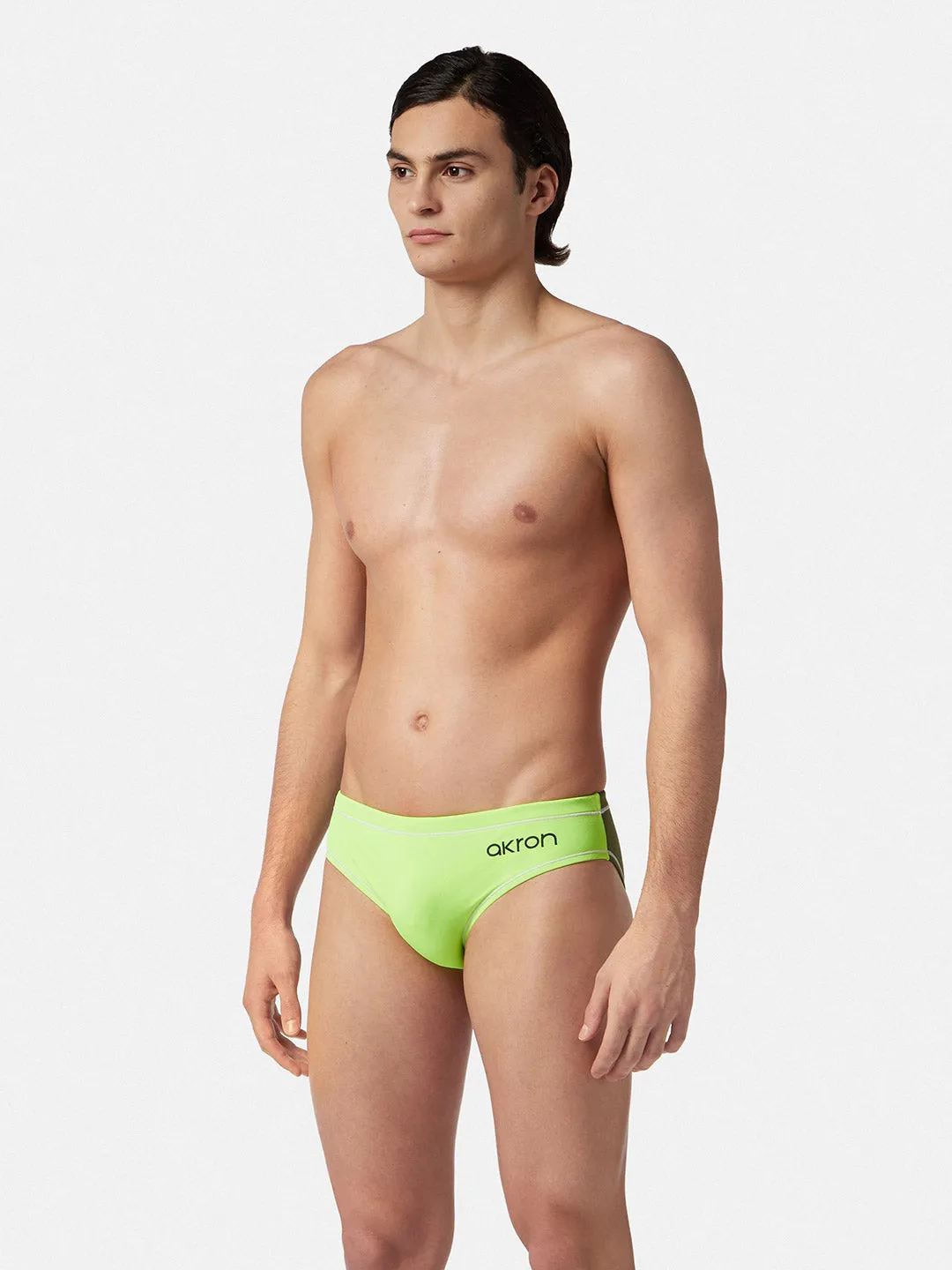 COSTUME AKRON ITALIA UOMO SLIP NUOTO PISCINA BICOLOR GIALLO VERDE
