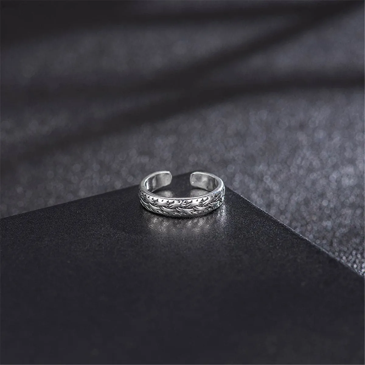 Cubic Zirconia & Silver-Plated Leaf Adjustable Toe Ring Set