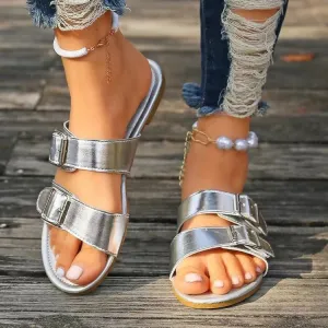 Double Buckle Open Toe Sandals