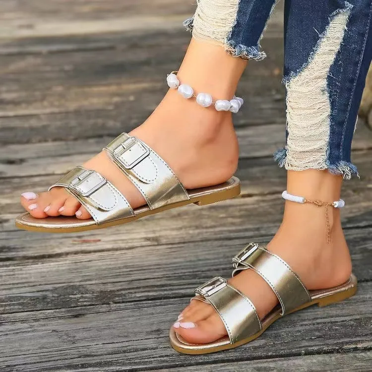 Double Buckle Open Toe Sandals