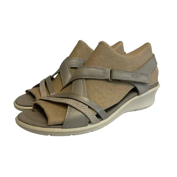 Ecco Felicia Sandal Wm Size 41 (US 10-10.5) Gray Leather 216513 Gravel Moon Rock