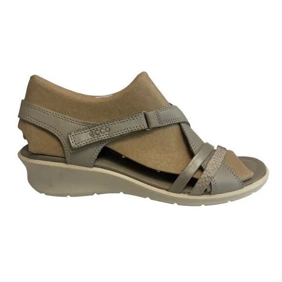 Ecco Felicia Sandal Wm Size 41 (US 10-10.5) Gray Leather 216513 Gravel Moon Rock