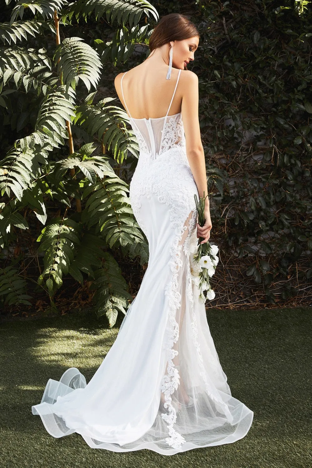 Ella Wedding Dress Sexy Sheer Side Skirt Gown 740937THR-OffWhite