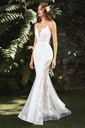 Ella Wedding Dress Sexy Sheer Side Skirt Gown 740937THR-OffWhite