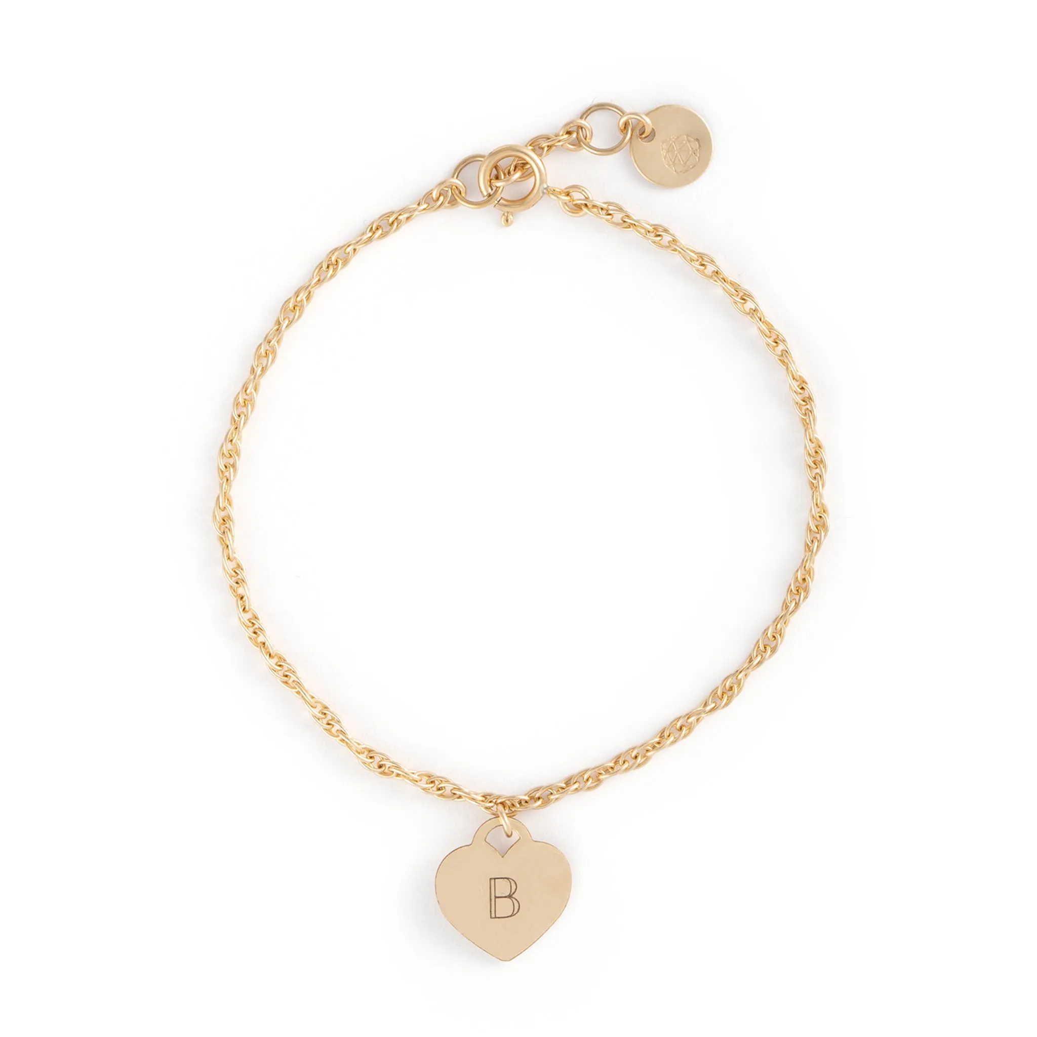 Engravable Love Notes Heart Rope Chain Bracelet