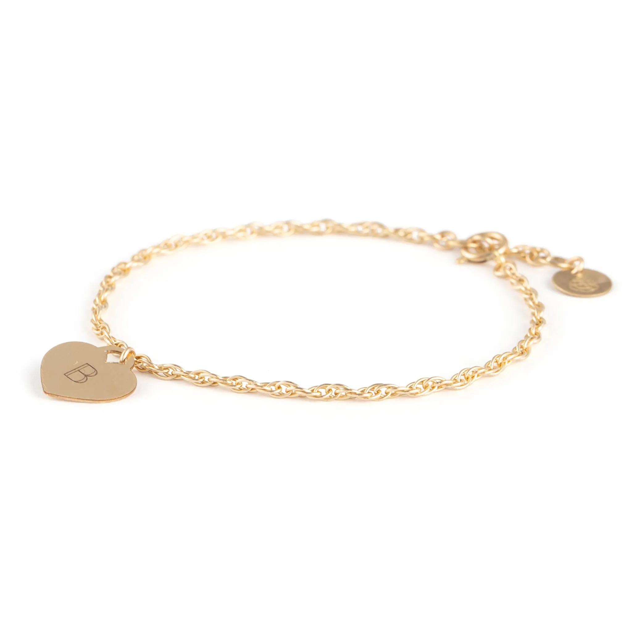 Engravable Love Notes Heart Rope Chain Bracelet
