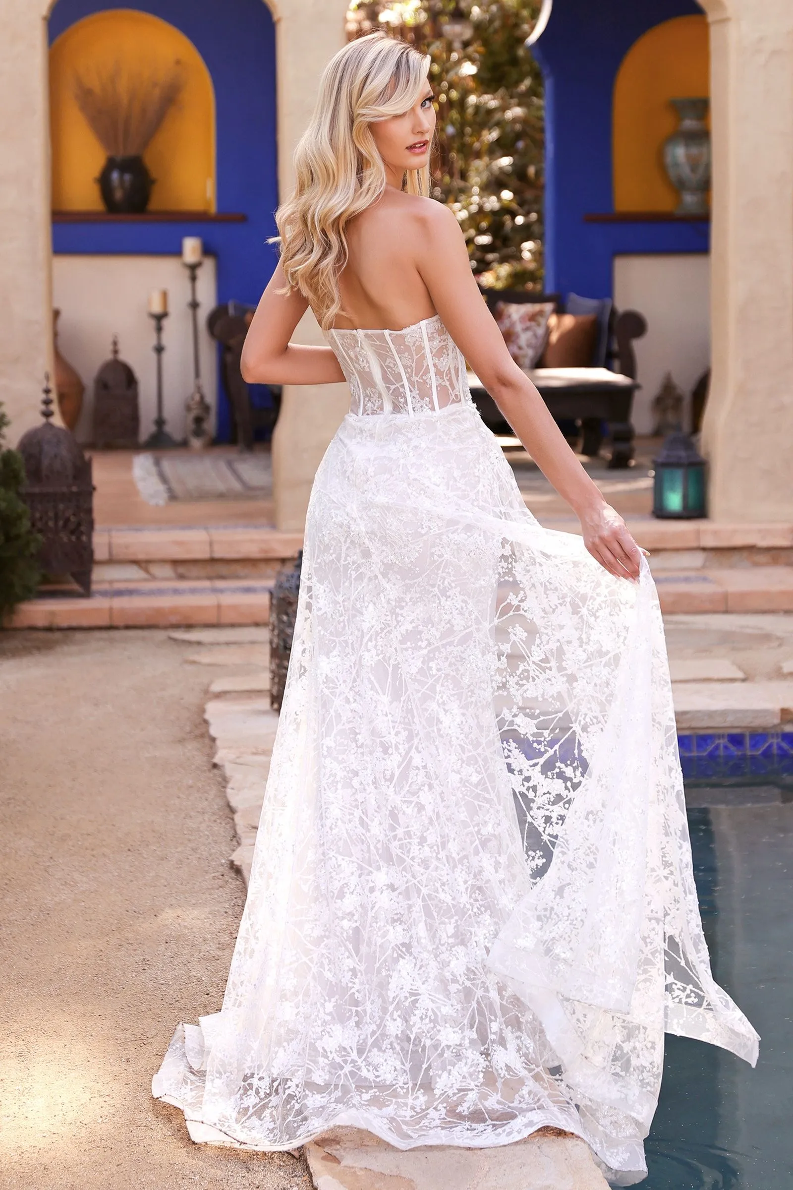 Eva Wedding Dress Sexy Strapless Beaded Lace Bridal Gown 74046TTR-OffWhite