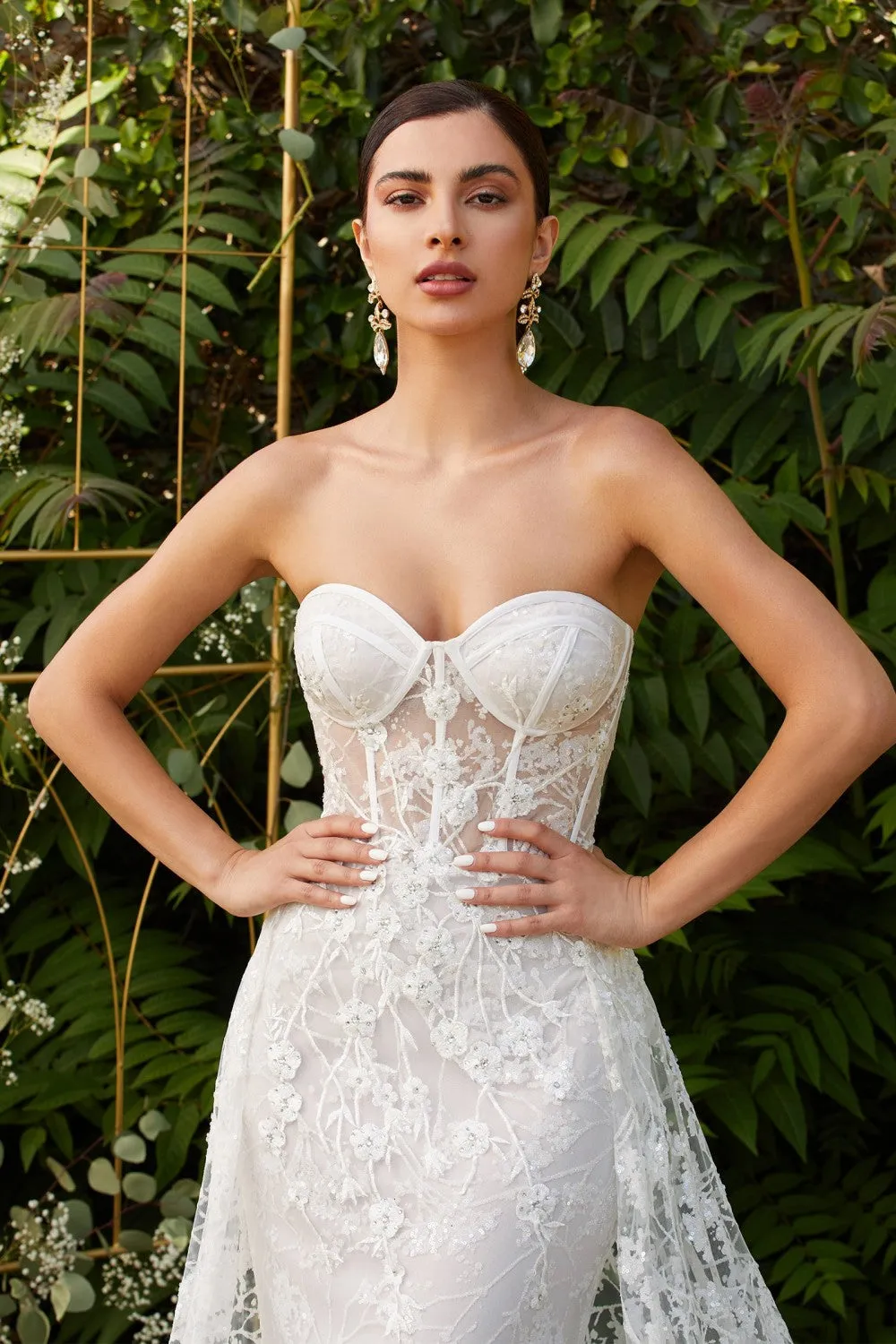 Eva Wedding Dress Sexy Strapless Beaded Lace Bridal Gown 74046TTR-OffWhite