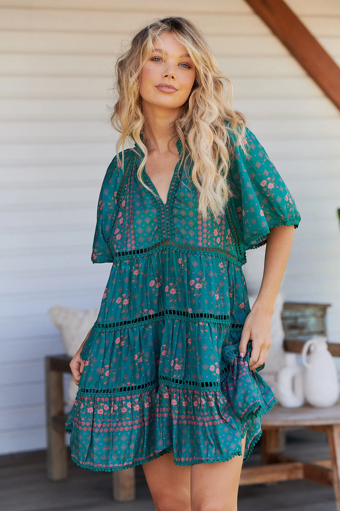 Evergreen Print Coco Mini Dress