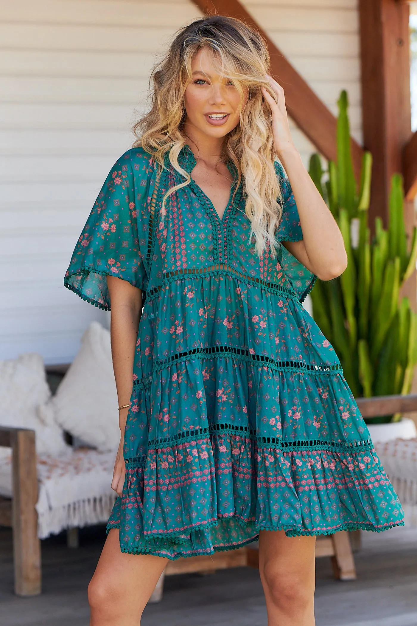 Evergreen Print Coco Mini Dress