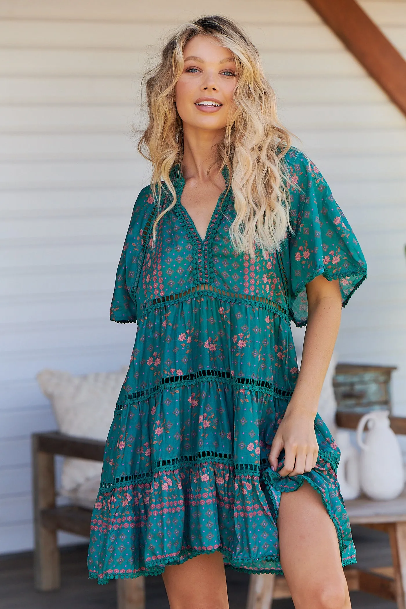 Evergreen Print Coco Mini Dress