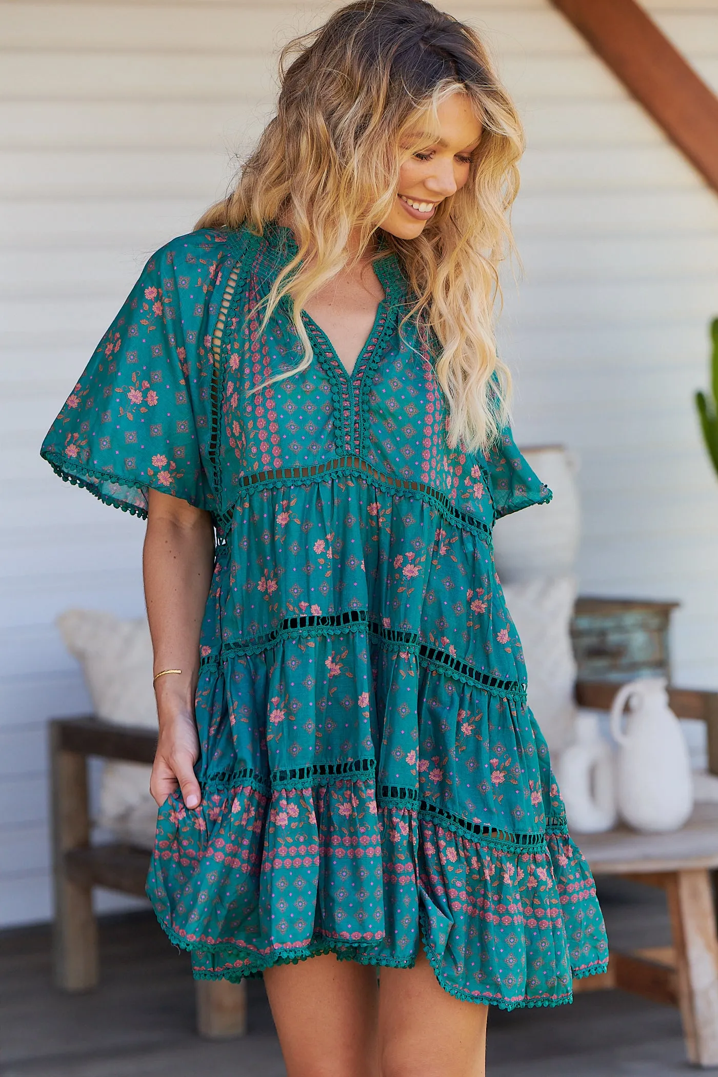 Evergreen Print Coco Mini Dress