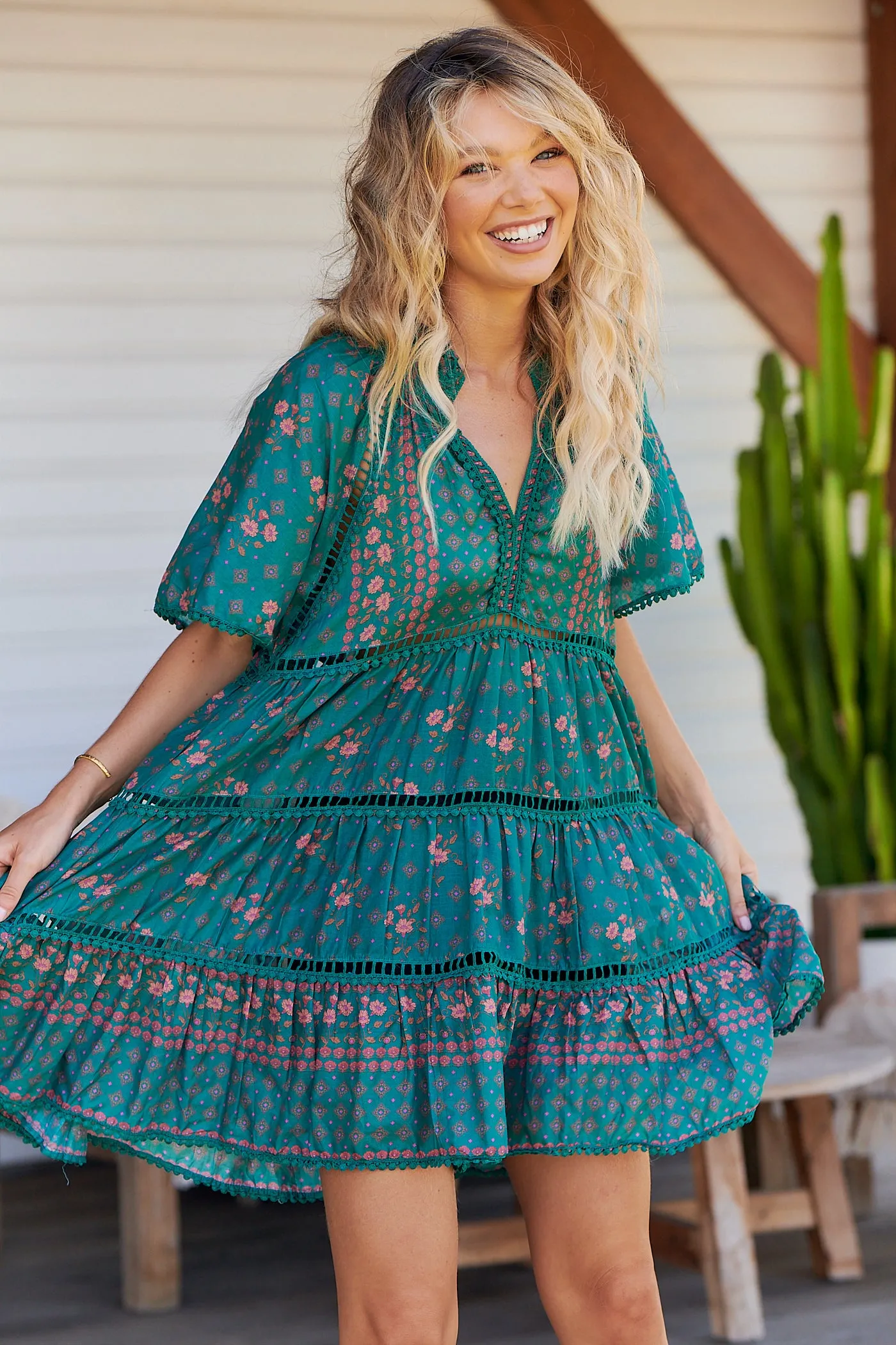 Evergreen Print Coco Mini Dress