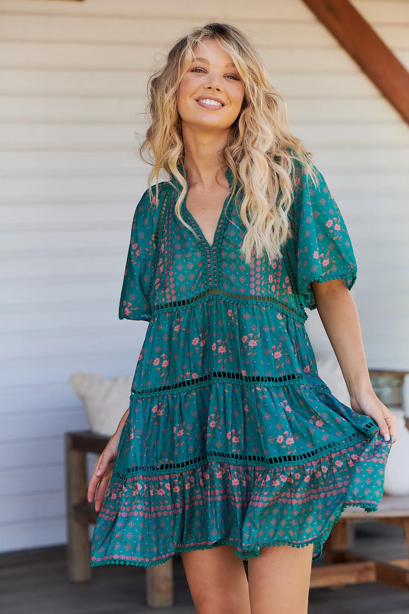 Evergreen Print Coco Mini Dress