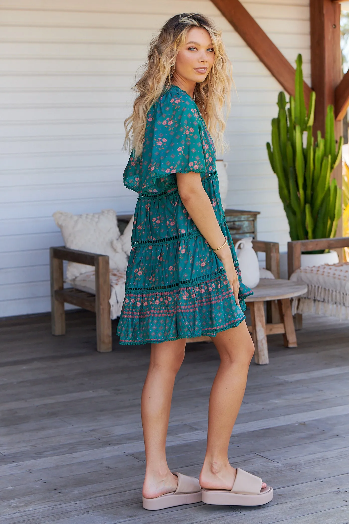 Evergreen Print Coco Mini Dress
