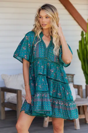 Evergreen Print Coco Mini Dress