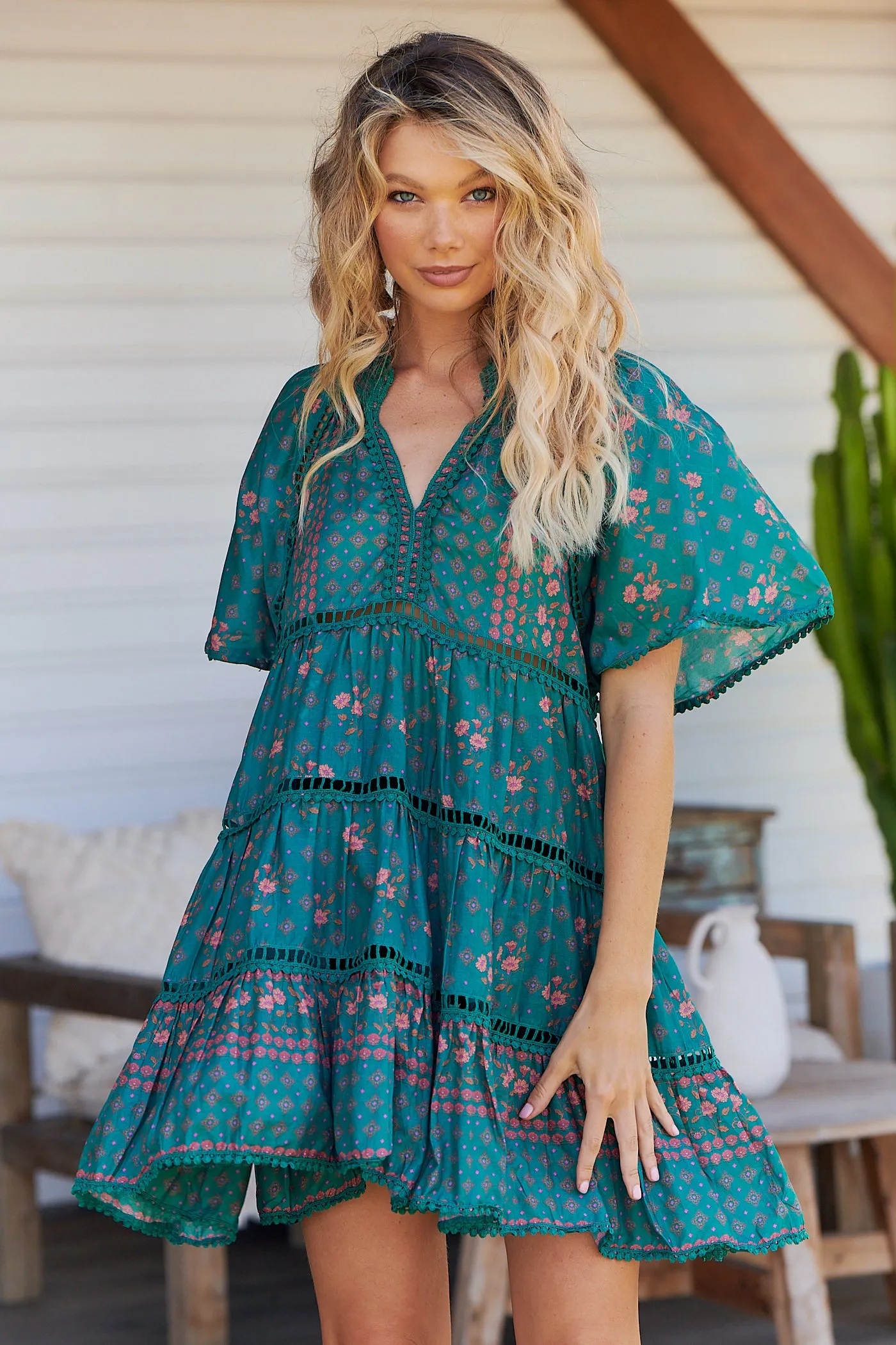 Evergreen Print Coco Mini Dress