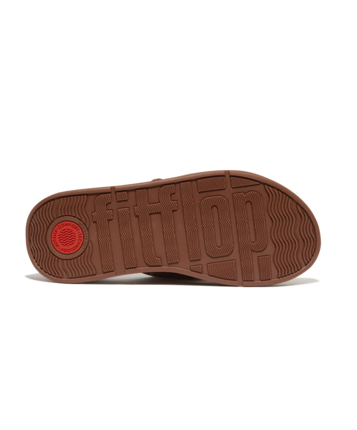 Fitflop F-Mode Buckle Stud Suede Flatform Cross Slide Brown