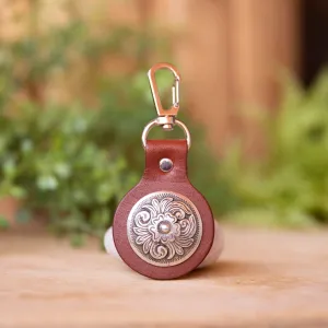 Floral Concho Leather Keyfob