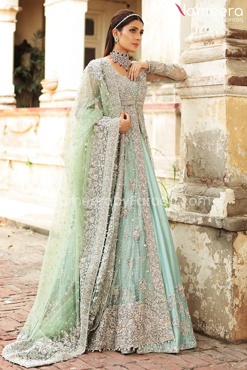 Front Open Gown Pakistani Bridal Dress Online #BS584