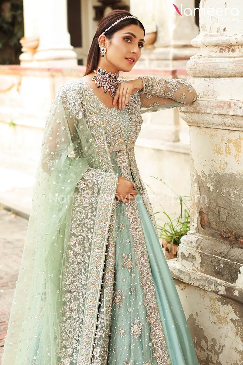 Front Open Gown Pakistani Bridal Dress Online #BS584