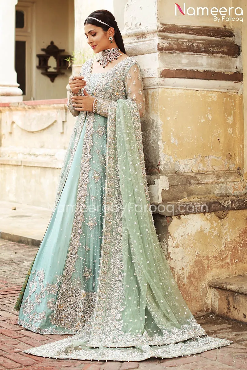 Front Open Gown Pakistani Bridal Dress Online #BS584