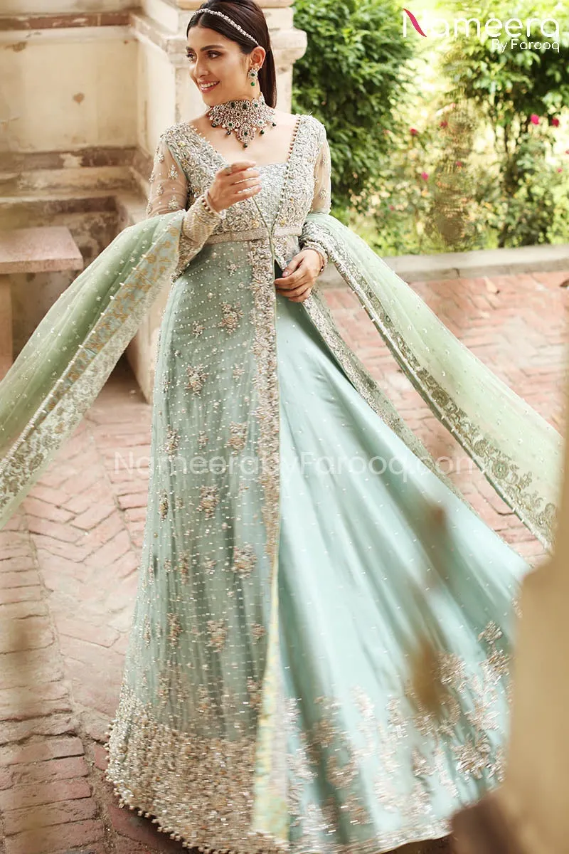 Front Open Gown Pakistani Bridal Dress Online #BS584