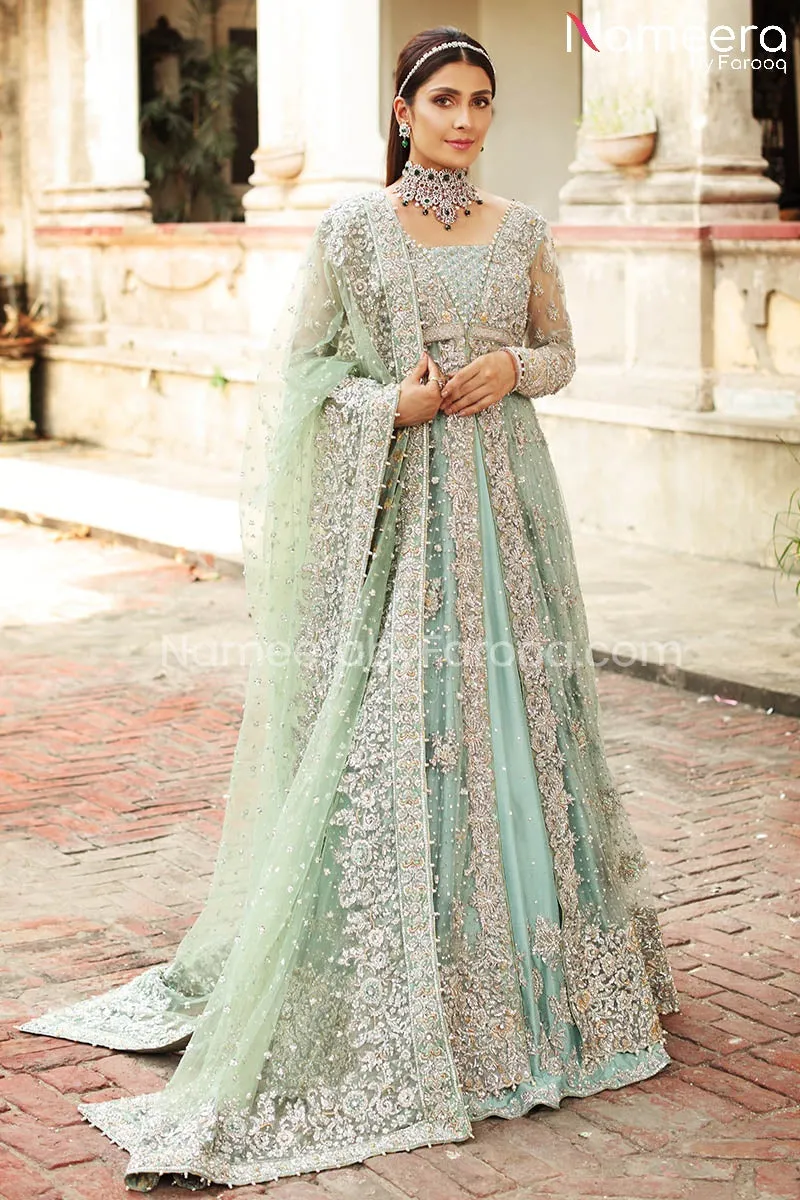 Front Open Gown Pakistani Bridal Dress Online #BS584
